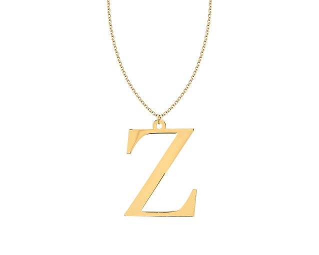 Naszyjnik srebrny pozłacany typu ankier z zawieszką w kształcie litery Z