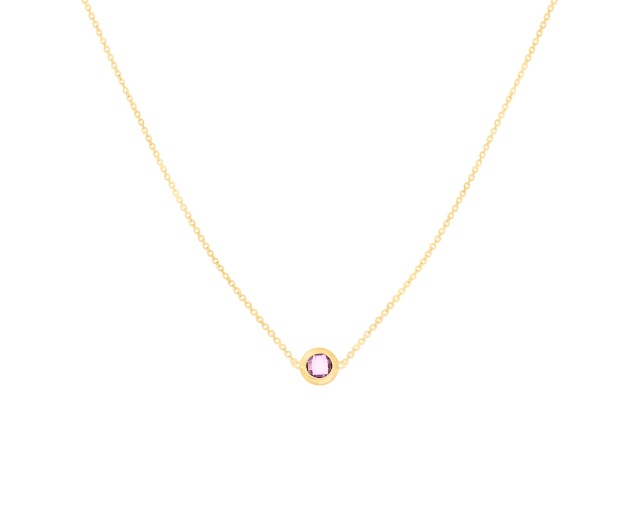 Naszyjnik typu ankier z różową cyrkonią w okrągłej oprawie