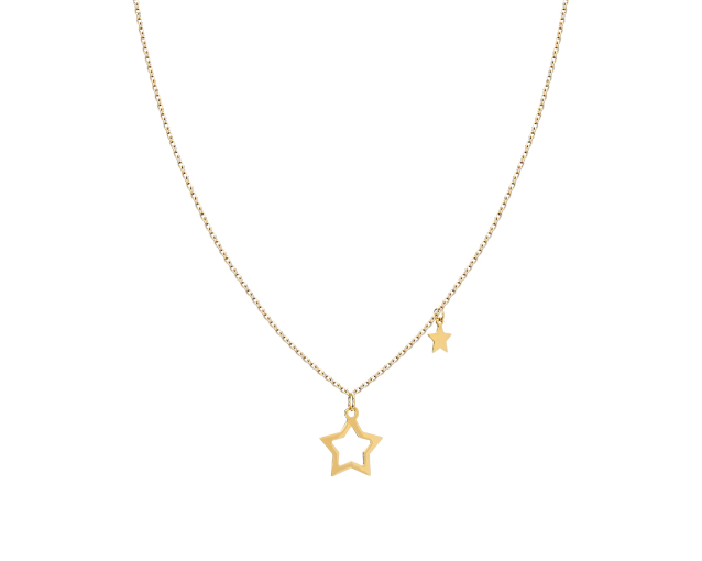 Złoty naszyjnik łańcuszek asymetryczny z mniejszą i większą gwiazdą