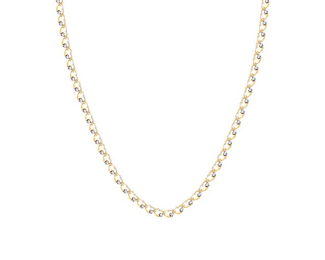 Segmentowy naszyjnik złoty z sercami w sercach dwukolorowy