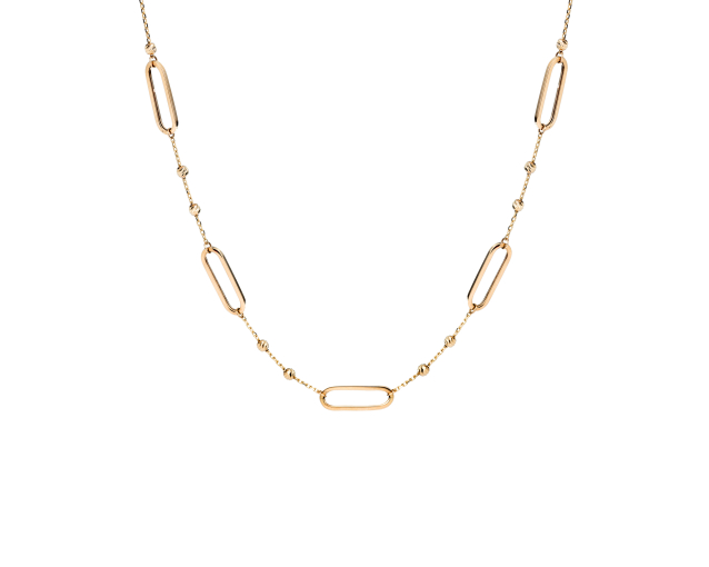 Złoty naszyjnik łańcuszkowy z ogniwami na charmsy i kuleczkami