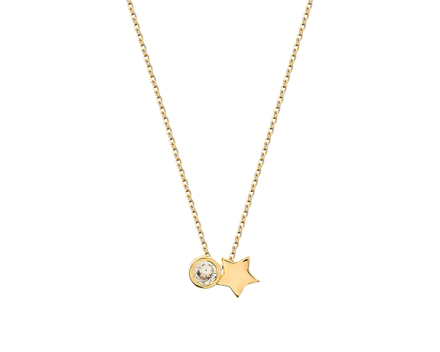 Naszyjnik srebrny pozłacany z gwiazdką i cyrkonią