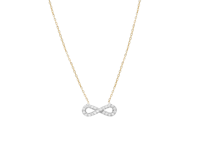 Naszyjnik złoty łańcuszkowy symbol nieskończoności z czarnymi cyrkoniami