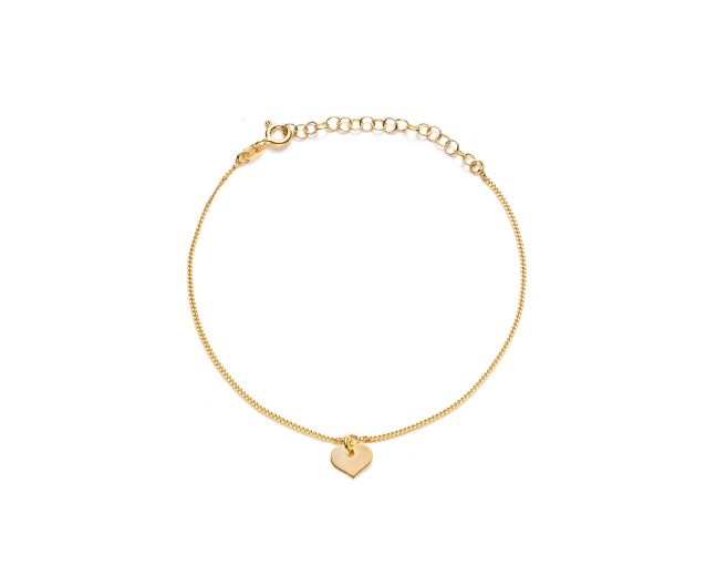 Bransoletka srebrna pozłacana łańcuszkowa z sercem