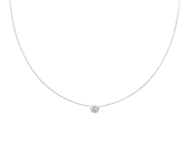 Naszyjnik srebrny kolia łańcuszkowa z małą białą cyrkonią
