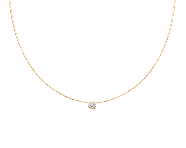 Naszyjnik srebrny pozłacany z małą okrągłą białą cyrkonią
