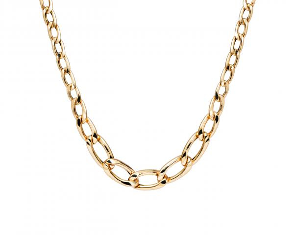 Złoty naszyjnik pancerka z szerokimi ogniwami kolia łańcuszkowa
