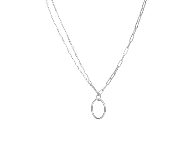 Srebrny naszyjnik z dwóch łańcuszków - podwójnego cienkiego i pojedynczego o dużych ogniwach