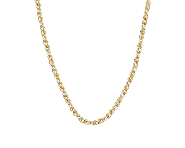 Złoty naszyjnik damski segmentowany z ogniwami w kształcie podków z karbowaniem