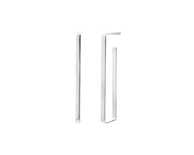 Kolczyki srebrne podłużne prostokątne o płaskim profilu