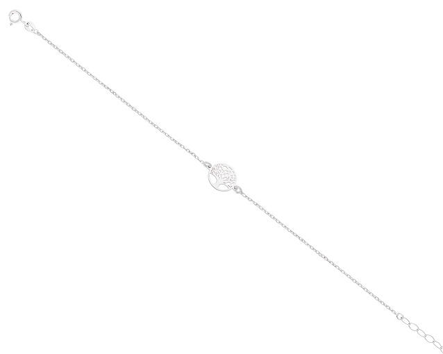 Bransoletka srebrna łańcuszkowa celebrytka z drzewkiem