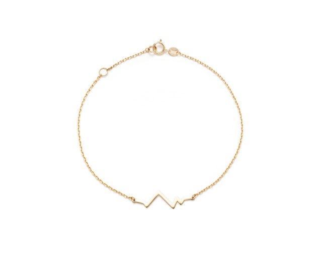 Złota bransoletka łańcuszkowa z elementem ozdobnym w postaci krzywej EKG