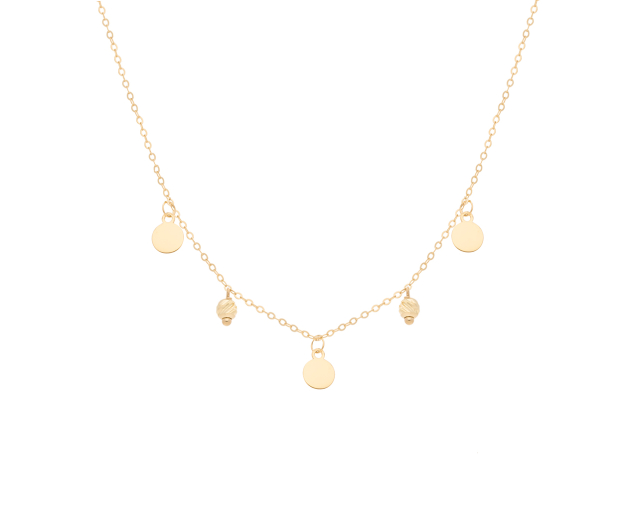 Naszyjnik ze złota typu celebrytka z kółkami i kulkami umieszczonymi naprzemiennie