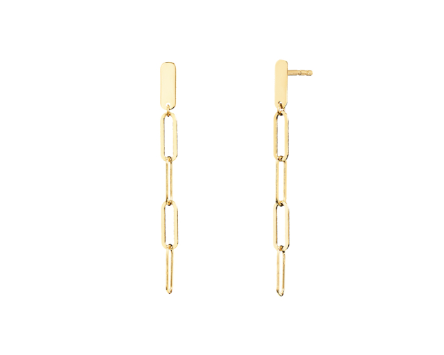 Kolczyki srebrne pozłacane wiszące z motywem splotu łańcucha