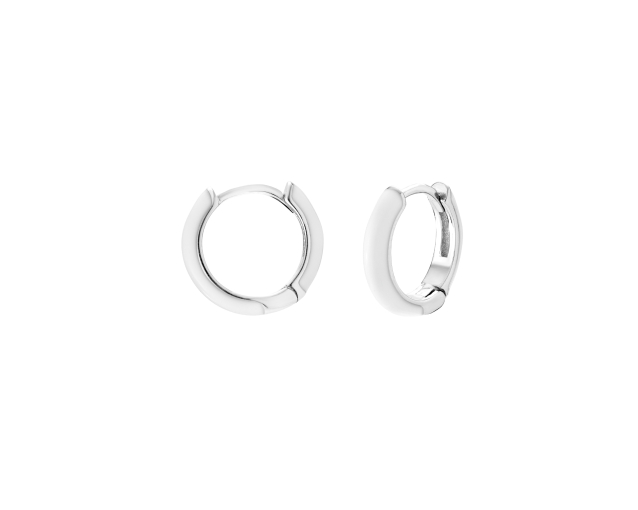 Kolczyki srebrne kółka emaliowane na biało małe