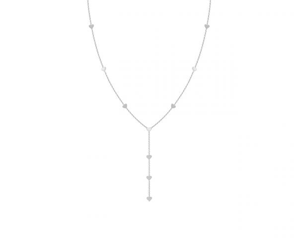 Naszyjnik srebrny krawatka z serduszkami