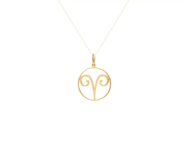 Zawieszka srebrna pozłacana okrągła znak zodiaku Baran