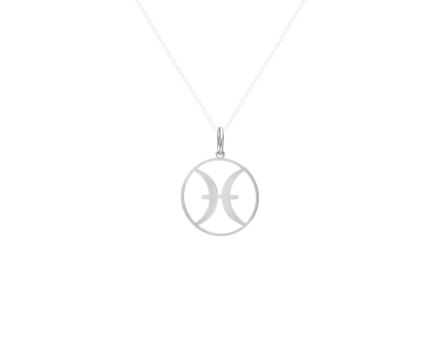 Zawieszka srebrna znak zodiaku Ryby okrągła