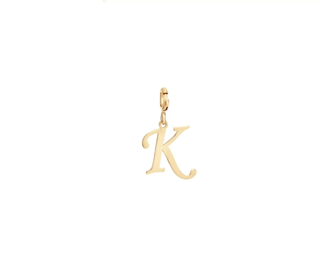Złota zawieszka literka K z próby 585 Charms
