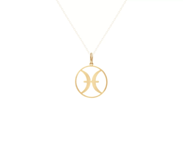 Zawieszka srebrna pozłacana znak zodiaku Ryby okrągła