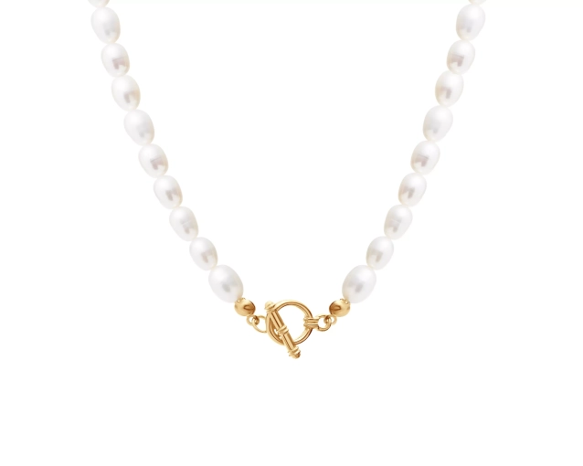 Naszyjnik z perłami pozłacany