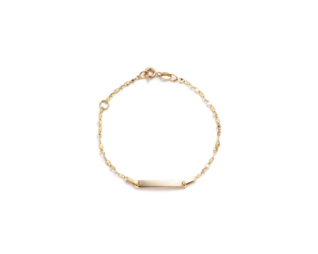 Złota bransoletka z gładką blaszką, próba 585, elegancja Schubert.