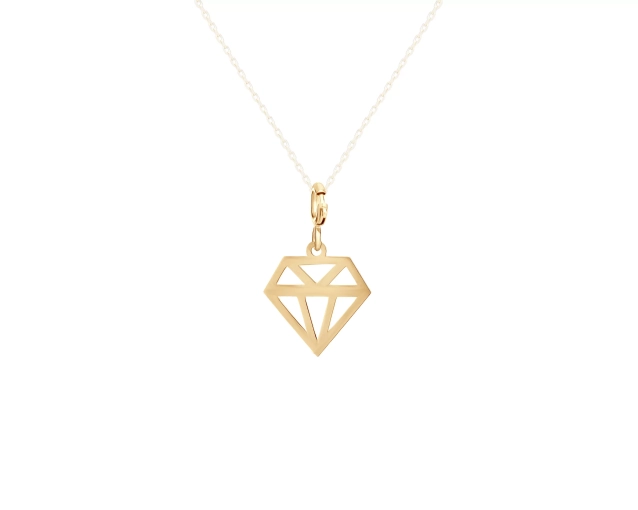 Zawieszka złota geometryczna z ażurowym motywem diamentu
