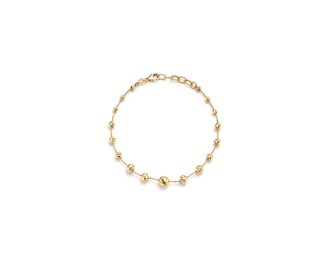 Bransoletka złota z ryflowanymi kuleczkami