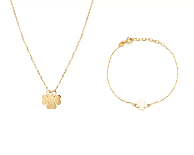 Zestaw pozłacany koniczynka PRS 0019