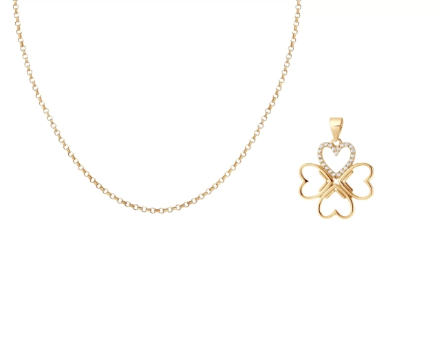 Zestaw pozłacany koniczynka z cyrkoniami PRS 0034