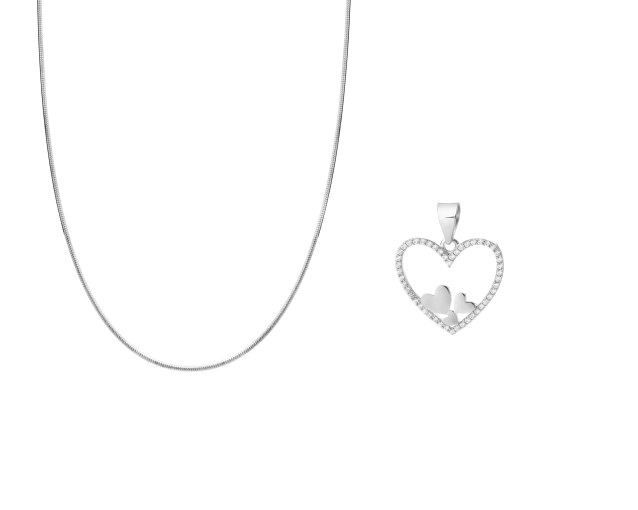 Zestaw srebrny serce z cyrkoniami PRS 0041