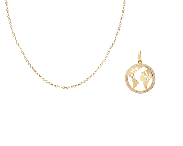 Zestaw pozłacany kula ziemska z cyrkonią PRS 0045