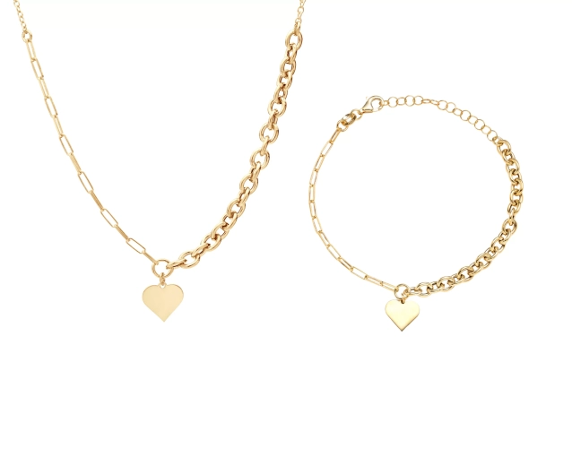 Zestaw pozłacany z sercem PRS 0050