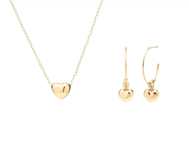 Zestaw pozłacany srebrny z sercem PRS 0063