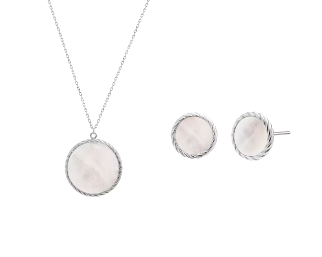 Zestaw srebrny masa perłowa PRS 0096