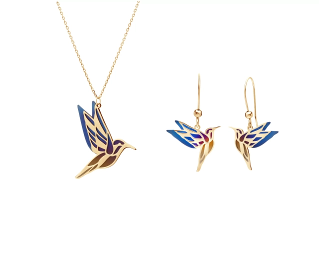 Zestaw pozłacany kolibry z tytanem PRS 0117