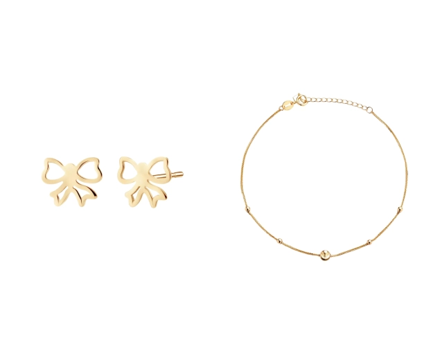 Zestaw złoty Kokardki i kuleczki PRZ 0014