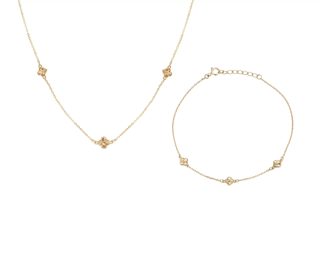 Zestaw złoty z motywem natury PRZ 0047