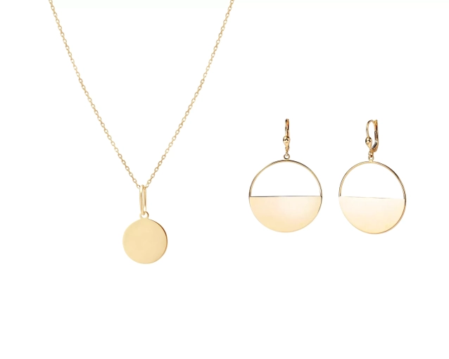 Zestaw złotej biżuterii z kołami i blaszką PRZ 0062