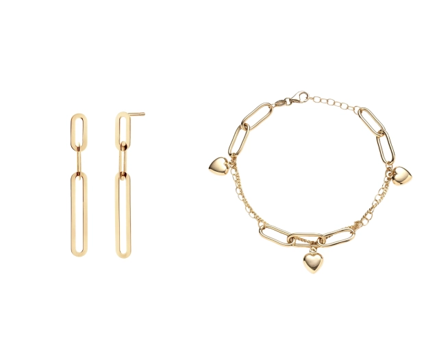Zestaw złotej biżuterii z serduszkami  PRZ 0067
