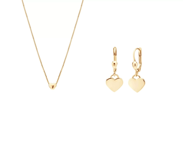 Zestaw złotej biżuterii z perłą i sercem PRZ 0069