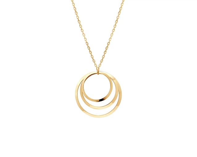 Naszyjnik srebrny pozłacany z geometrycznymi kołami