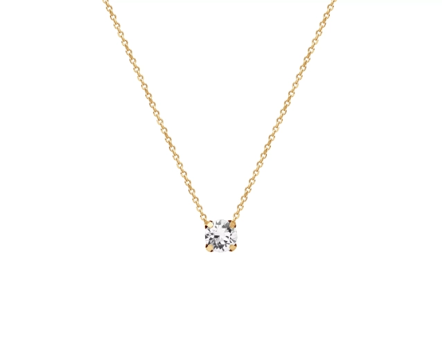 Naszyjnik srebrny pozłacany z cyrkonią w klasycznej oprawie