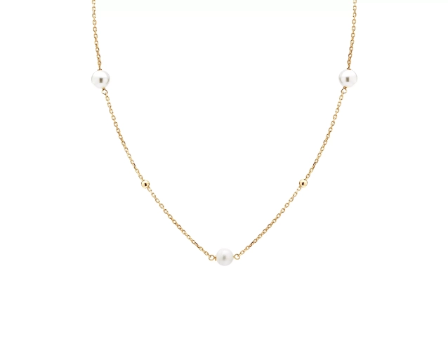 Naszyjnik srebrny pozłacany z perłami