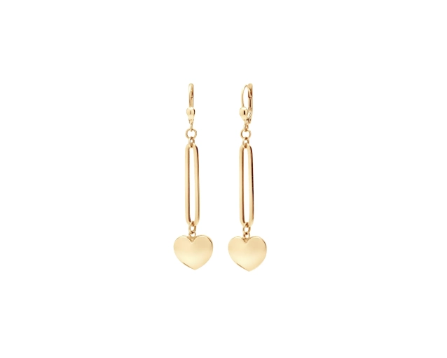 Kolczyki złote długie z sercem
