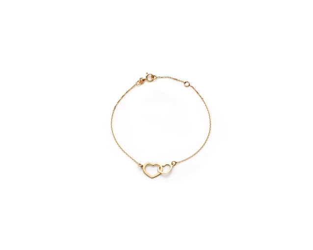 Bransoletka złota z połączonymi sercami