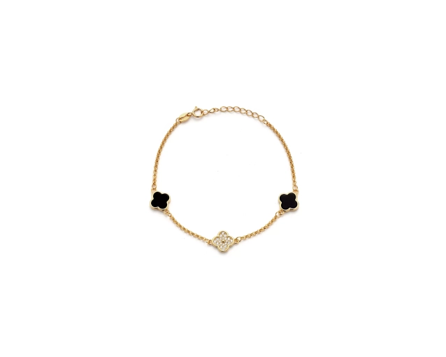 Bransoletka srebrna pozłacana emalia