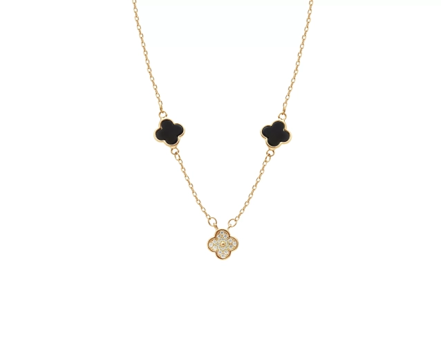 Naszyjnik srebrny pozłacany emalia