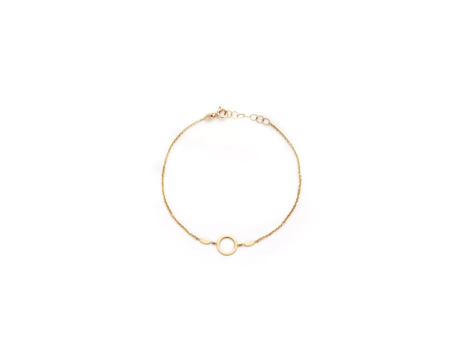 Bransoleta złota z motywem koła na subtelnym łańcuszku