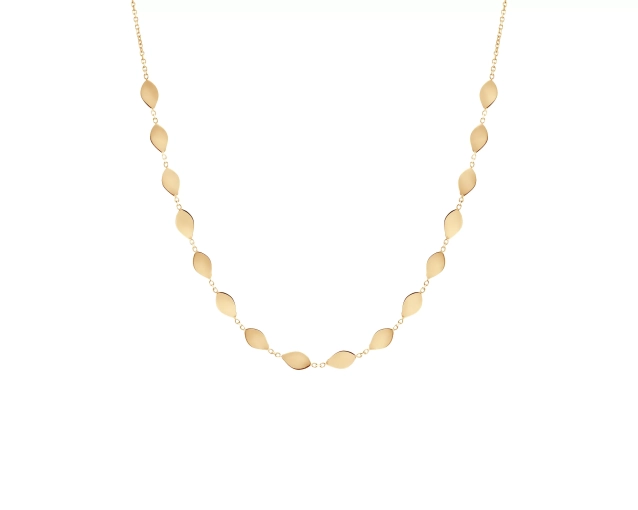 Naszyjnik złoto pr. 585 z ozdobnymi listkami na łańcuszku